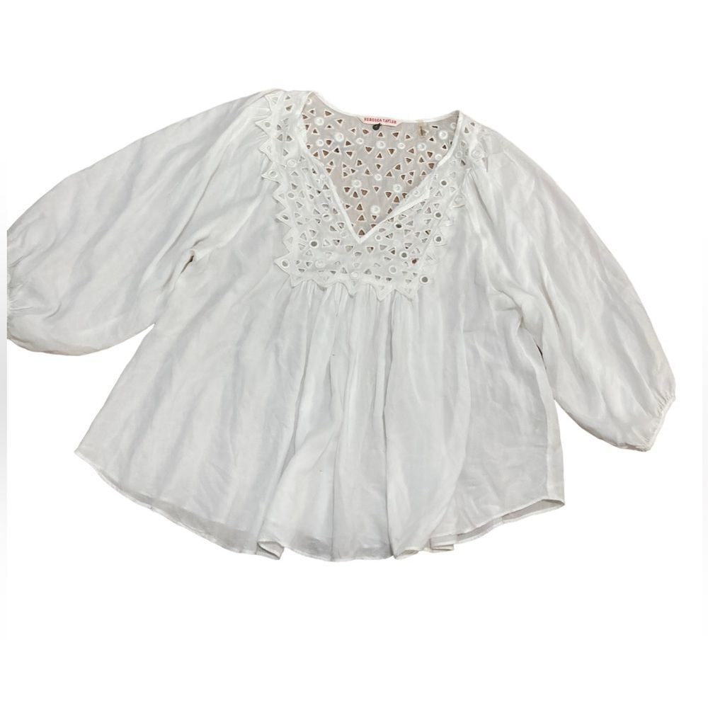 Rebecca Taylor eyelet and mirrors peasant top size 2